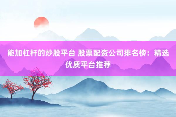 能加杠杆的炒股平台 股票配资公司排名榜：精选优质平台推荐