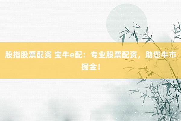 股指股票配资 宝牛e配：专业股票配资，助您牛市掘金！