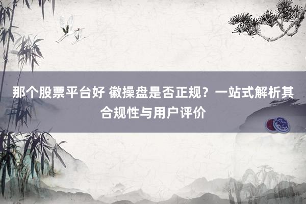 那个股票平台好 徽操盘是否正规？一站式解析其合规性与用户评价