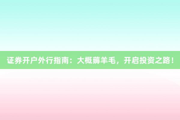 证券开户外行指南：大概薅羊毛，开启投资之路！