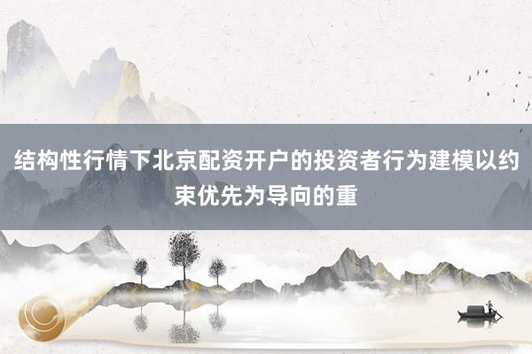 结构性行情下北京配资开户的投资者行为建模以约束优先为导向的重