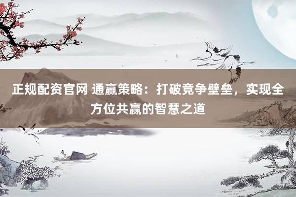 正规配资官网 通赢策略：打破竞争壁垒，实现全方位共赢的智慧之道