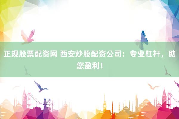 正规股票配资网 西安炒股配资公司：专业杠杆，助您盈利！